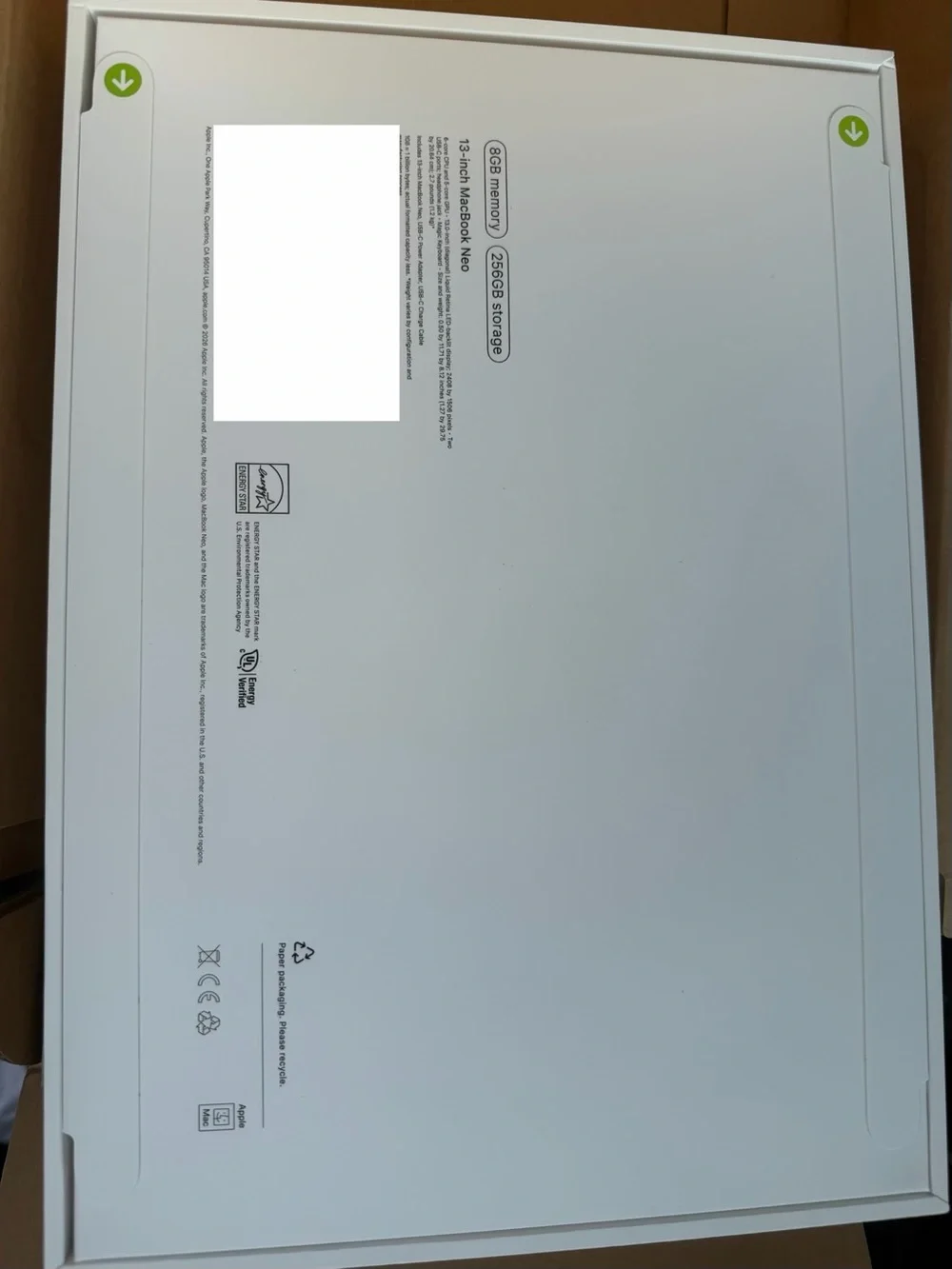 Apple MacBook Neo Silver Box with Apple Logo